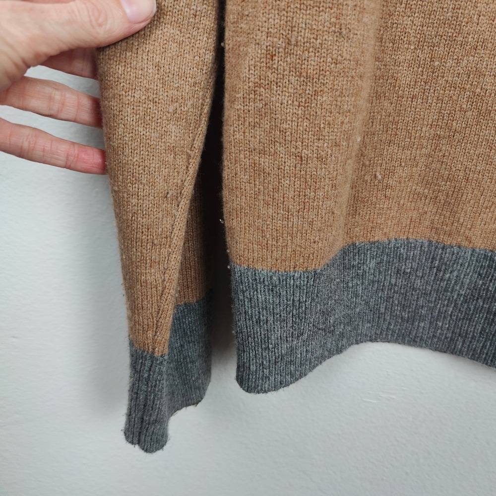 J Crew Sweater Mens Small Colorblock Merino Wool Blend Sweater Navy Tan Grey - Picture 5 of 12